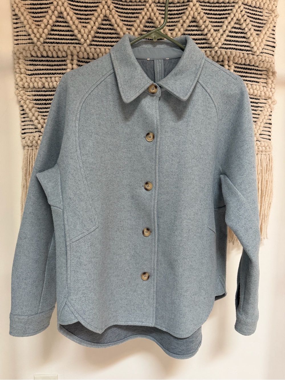 Light Blue Button-Front Wool Jacket